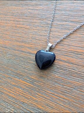 Heart Pendant Necklace in Dark Blue